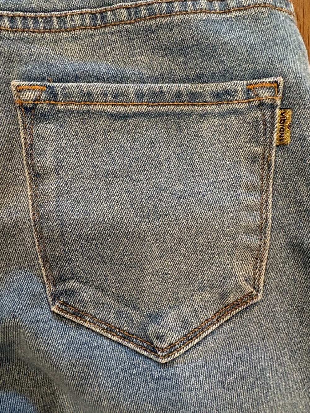 Vibrant M.I.U. $75 High Rise Distressed Straight Leg Jeans Sz 4/27 made in USA - Picture 10 of 10